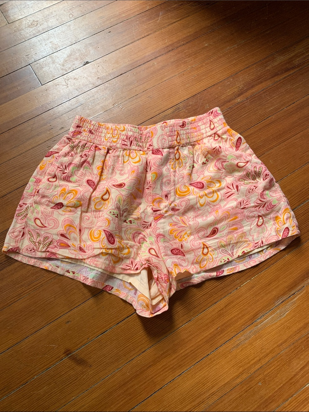 Zara Pink Paisley-Print Athletic Lounge Shorts